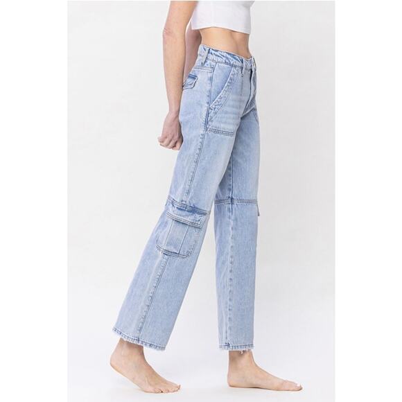 Vervet Beneficiary Size 27 High Rise Cargo Dad Jeans - Picture 5 of 6